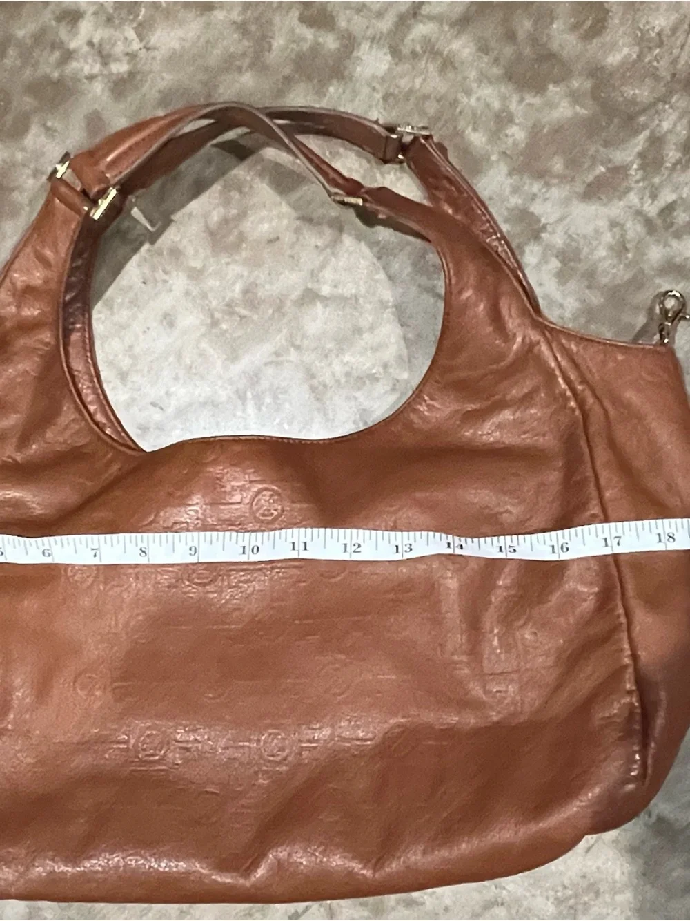 Tory Burch Embossed Brown Leather Hobo Satchel